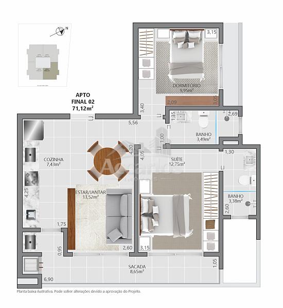 APARTAMENTO A UMA QUADRA DA LAGOA NA PLANTA 22