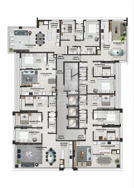 APARTAMENTO NO CENTRO 3 DORMITORIOS 1 SUITE 8