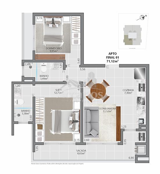 APARTAMENTO A UMA QUADRA DA LAGOA NA PLANTA 21