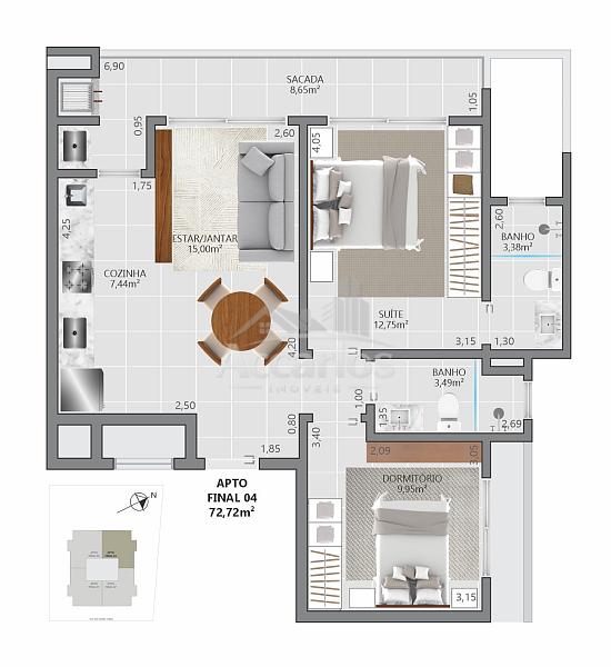 APARTAMENTO A UMA QUADRA DA LAGOA NA PLANTA 24