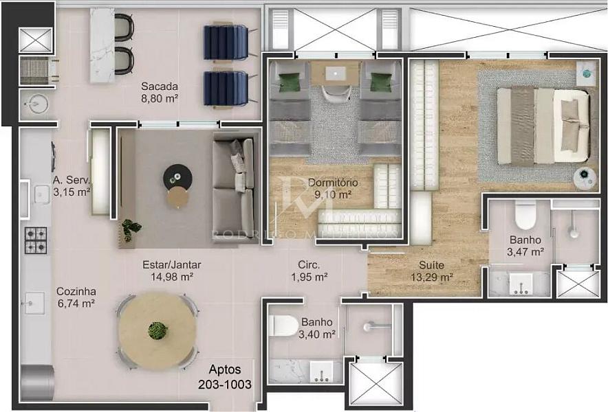 Apartamento com 2 quartos à venda, 75m², 2 banheiros, 1 garagem - Kobrasol - São José — foto 8
