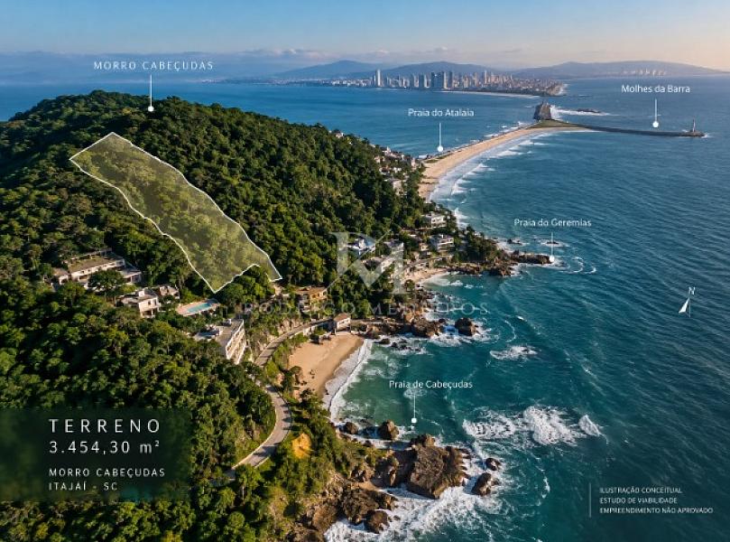 Terreno no Morro Cabe�udas, em Itaja�, com estudo arquitet�nico de implanta��o hoteleira em meio � vegeta��o natural. 1