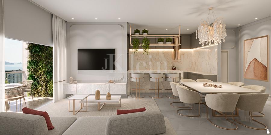 Living do apartamento do Rubelita Palace Residence em Itapema