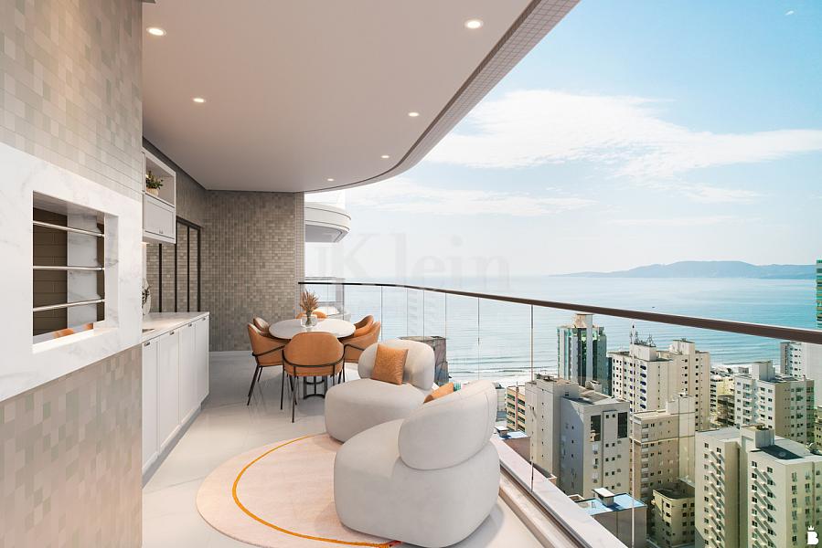 Sacada do apartamento do Rubelita Palace Residence em Itapema