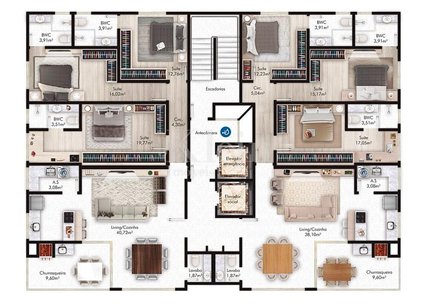Planta do Edif�cio Pier Monte Carlo em Porto Belo