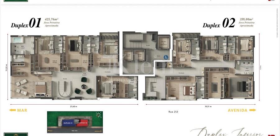 Planta duplex Edif�cio Grand Provence Residence em Itapema