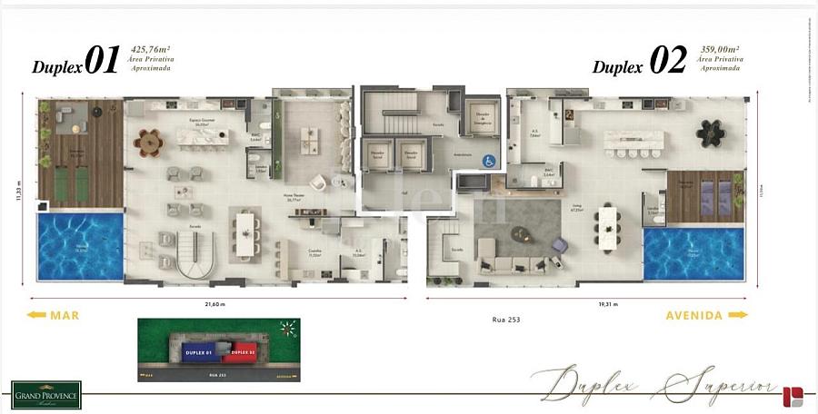 Planta duplex Edif�cio Grand Provence Residence em Itapema