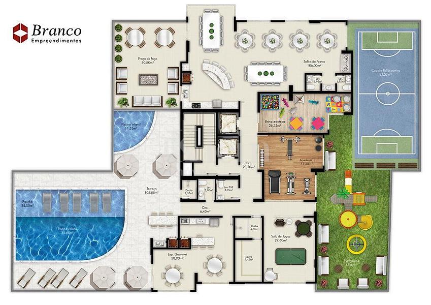 Planta baixa do Lazer do Berilo Palace Residence apartamento � venda em Meia Praia Itapema