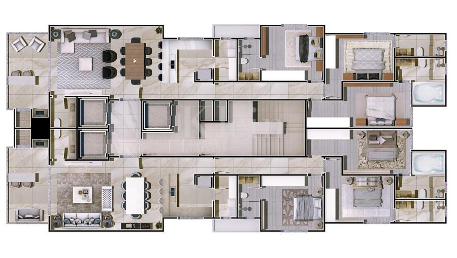 Planta dos apartamentos do Grand Mirage no Centro em Itapema