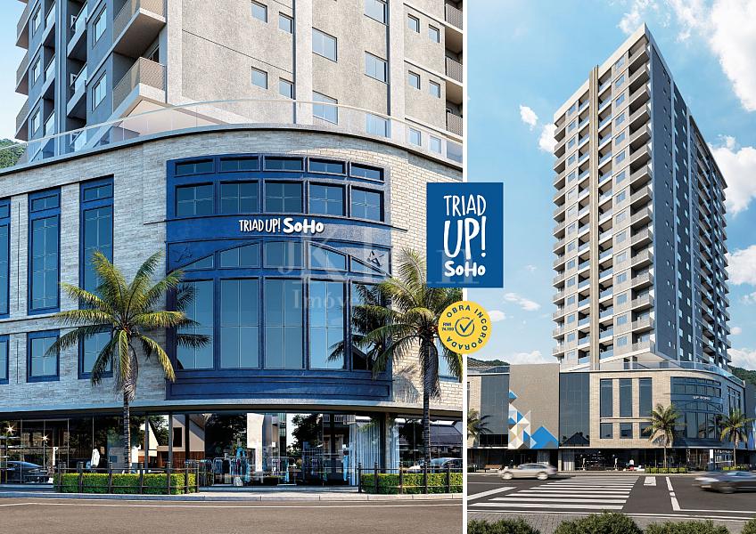 Fachada do embasamento do Triad UP! Soho no Tabuleiro dos Oliveiras em Itapema
