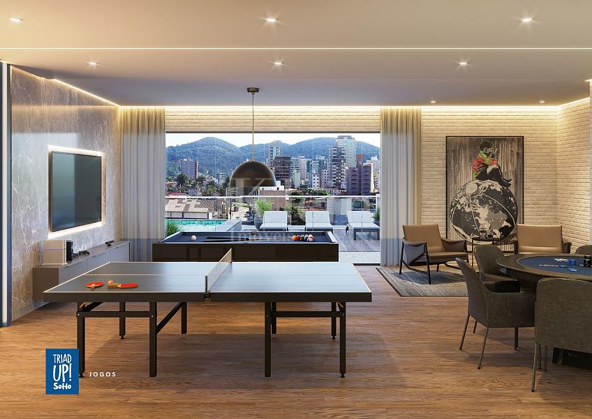 Sala de jogos do Triad UP! Soho no Tabuleiro dos Oliveiras em Itapema