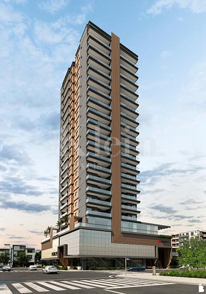 Fachada do Portal 246 Residence na Meia Praia em Itapema