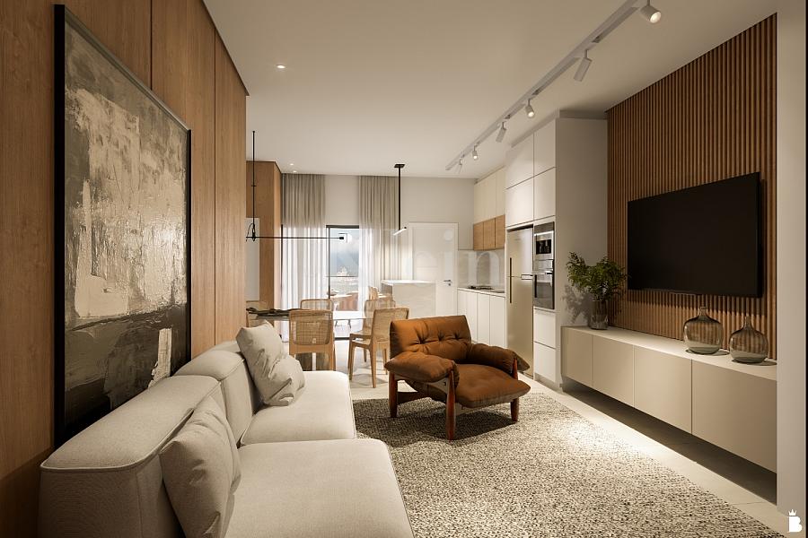 Living e sala de tv do apartamento � venda no Portal 246 Residence na Meia Praia em Itapema