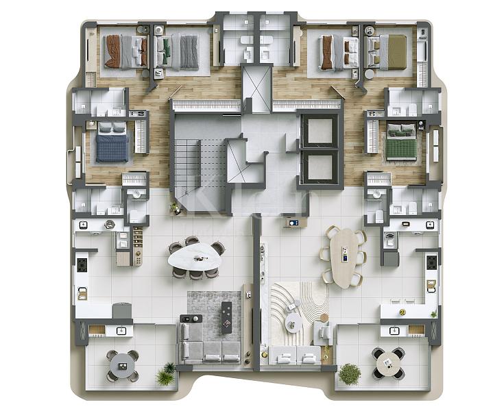 Planta dos apartamentos do Solaris Residencial na Meia Praia em Itapema