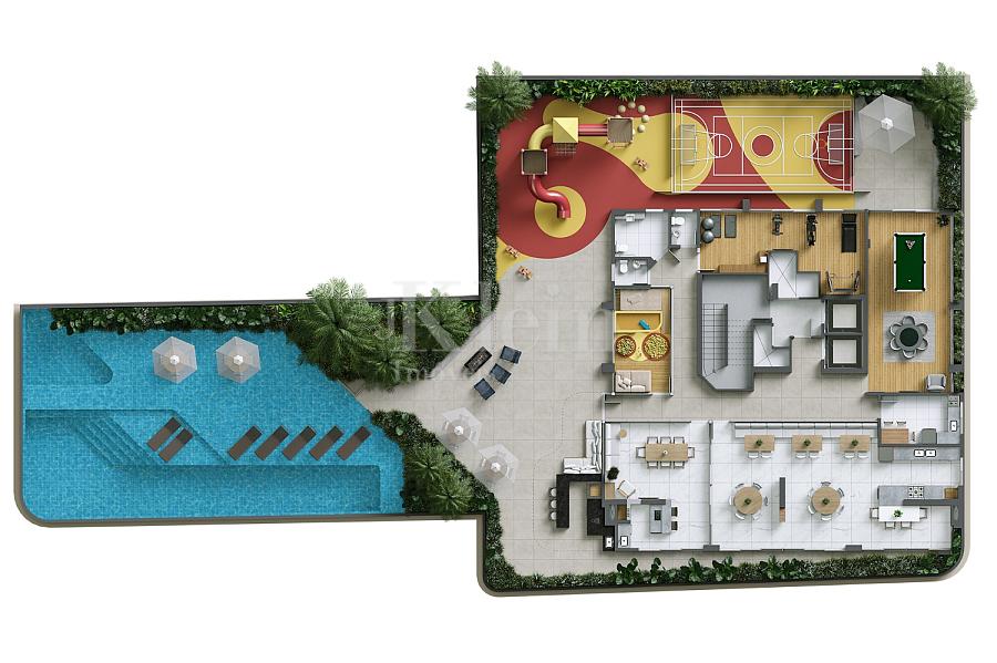 Planta do lazer do Solaris Residencial na Meia Praia em Itapema