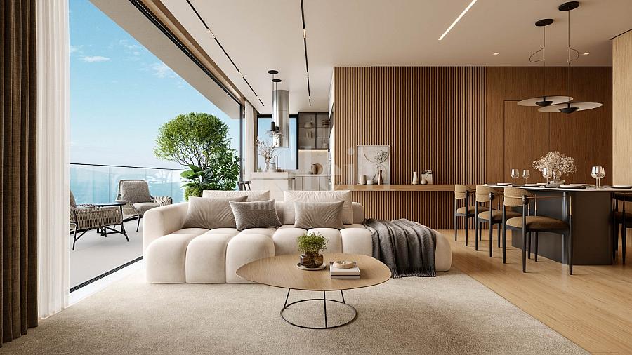 Living do apartamento diferenciado � venda no High Tower no centro de Itapema