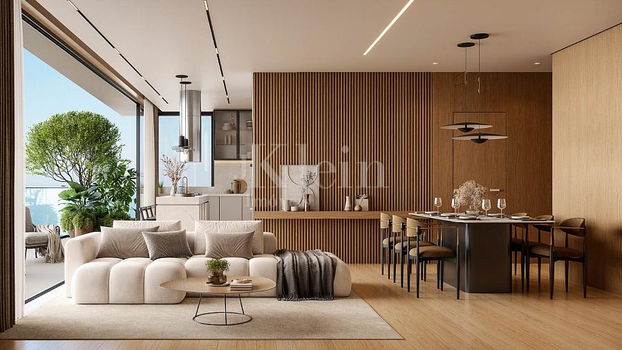 Living do apartamento diferenciado � venda no High Tower no centro de Itapema