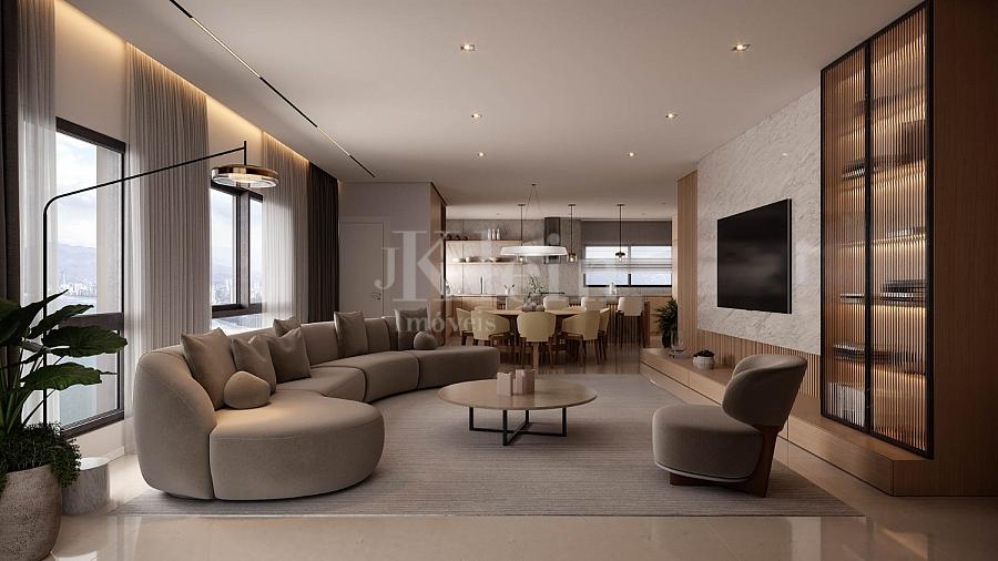 Living do apartamento duplex � venda no High Tower no centro de Itapema