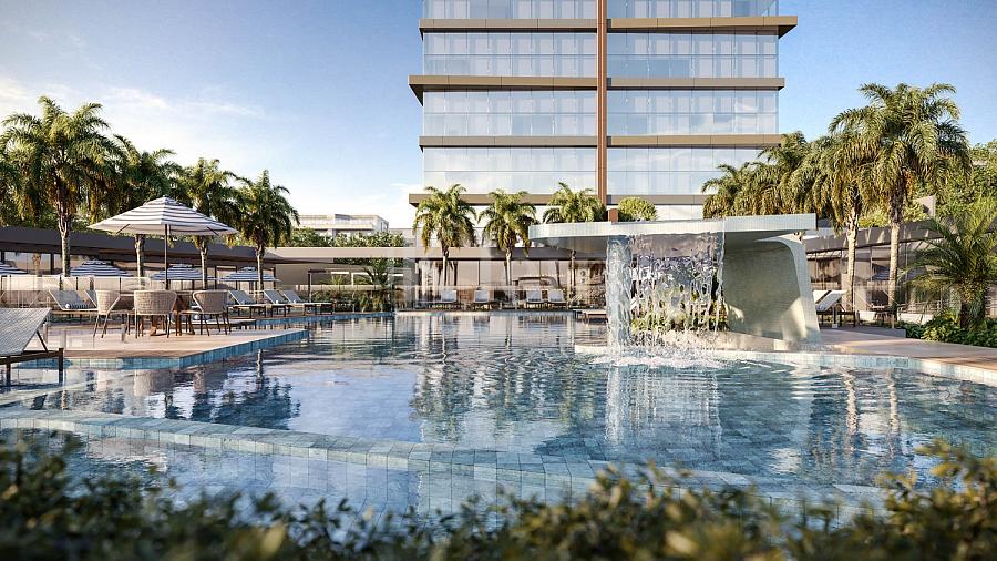 Piscina no High Tower no centro de Itapema