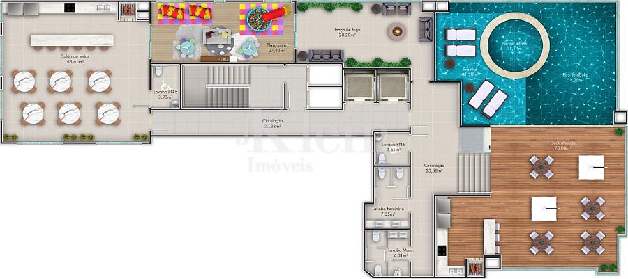 Planta do lazer do Charming Residence no Morretes em Itapema