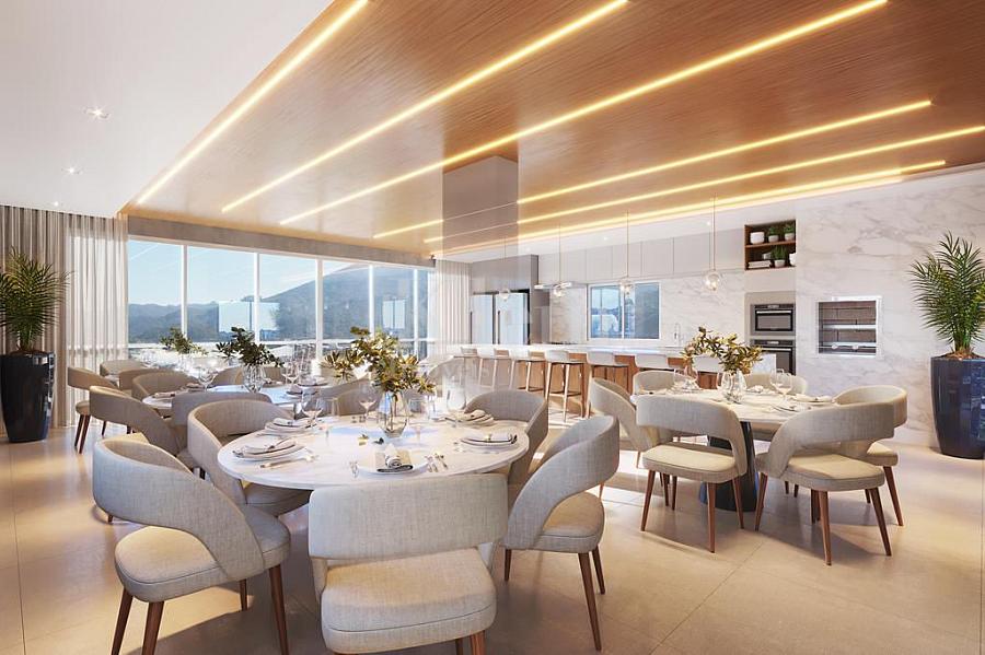 Sal�o de festas do Charming Residence no Morretes em Itapema