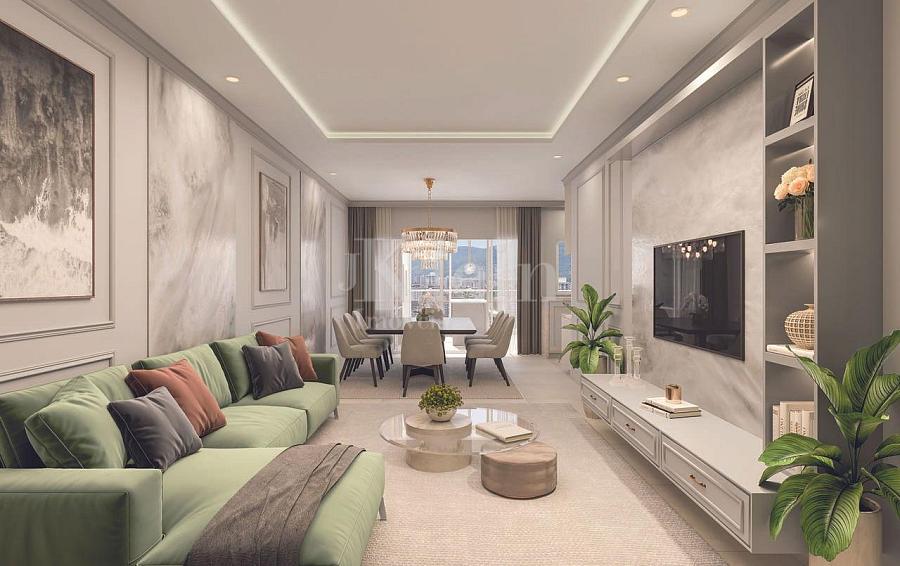 Living de apartamento do empreedimento Ametista Home Club em Meia Praia Itapema