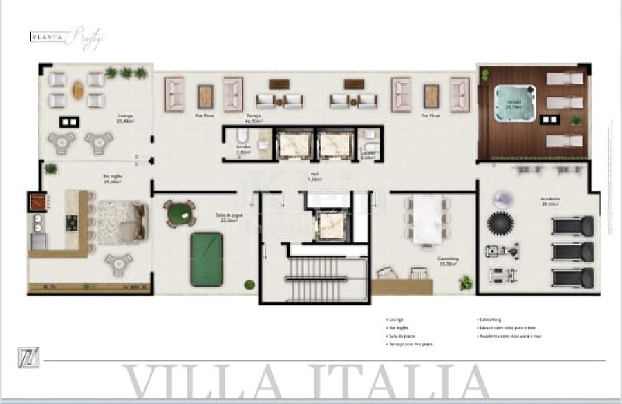 Planta do rooftop do Villa Italia Residence na Meia Praia em Itapema