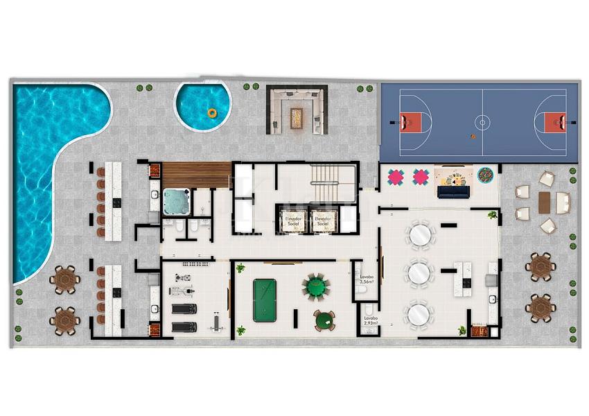 Planta Lazer do Celestina Residence em Balne�rio Perequ� | Porto Belo