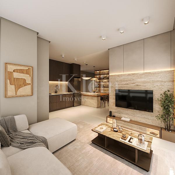 Living do apartamento do Onix Towers Residence em Itapema