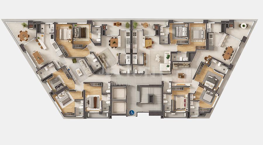 Planta dos apartamentos do Onix Towers Residence em Itapema