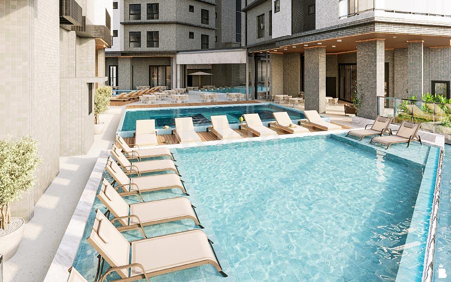 Piscina do Onix Towers Residence em Itapema