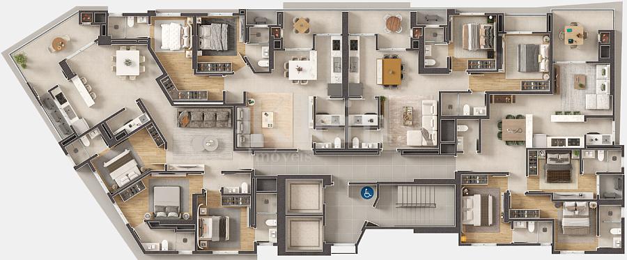 Planta dos apartamentos do Onix Towers Residence em Itapema