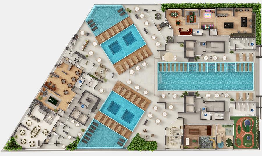 Planta rooftop do Onix Towers Residence em Itapema