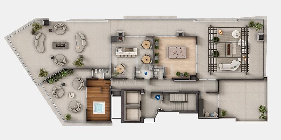 Planta lazer do Onix Towers Residence em Itapema