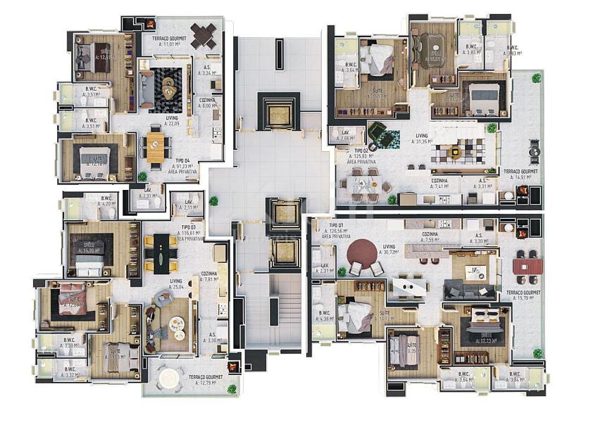 Planta Baixa diferenciados do Reserva do Arvoredo Home Club Apartamento � venda em Balne�rio Perequ� - Porto Belo