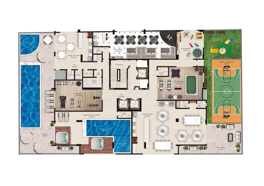 Planta lazer Horizon Palace em Itapema