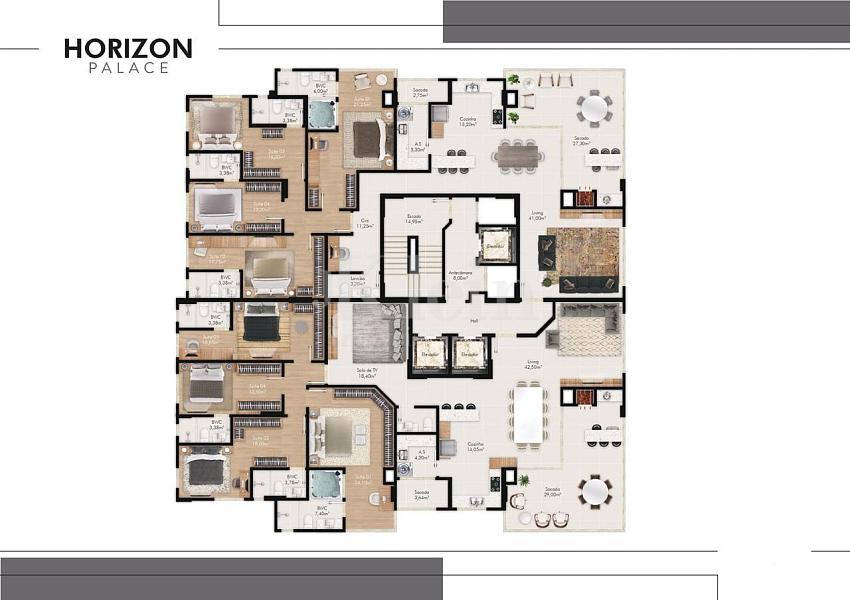 Planta lazer Horizon Palace em Itapema