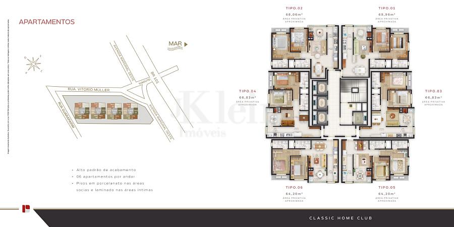 Planta dos apartamentos do Classic Home Club em Cambori�