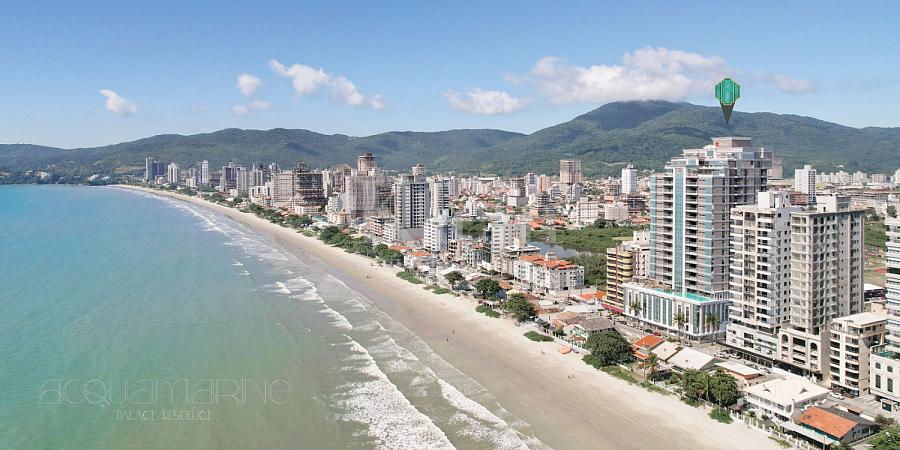 Fachada vista a�rea do Acquamarine Palace Residence em Porto Belo