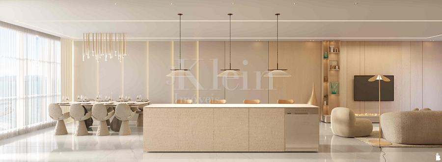 Living do apartamento do Acquamarine Palace Residence em Porto Belo