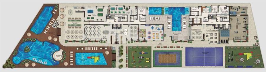 Planta do lazer do New Village Home Club no Centro em Itapema