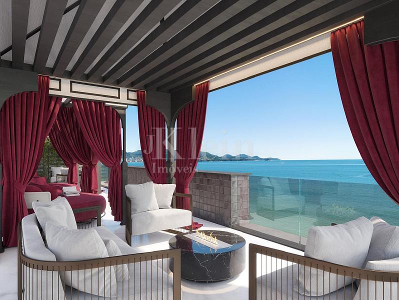 Fire place do CNA Latitude Residences na Meia Praia em Itapema