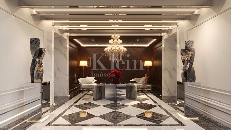 Hall de entrada do CNA Latitude Residences na Meia Praia em Itapema