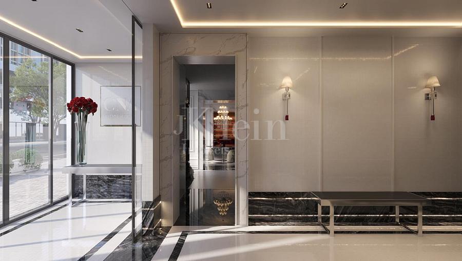 Hall de entrada do CNA Latitude Residences na Meia Praia em Itapema