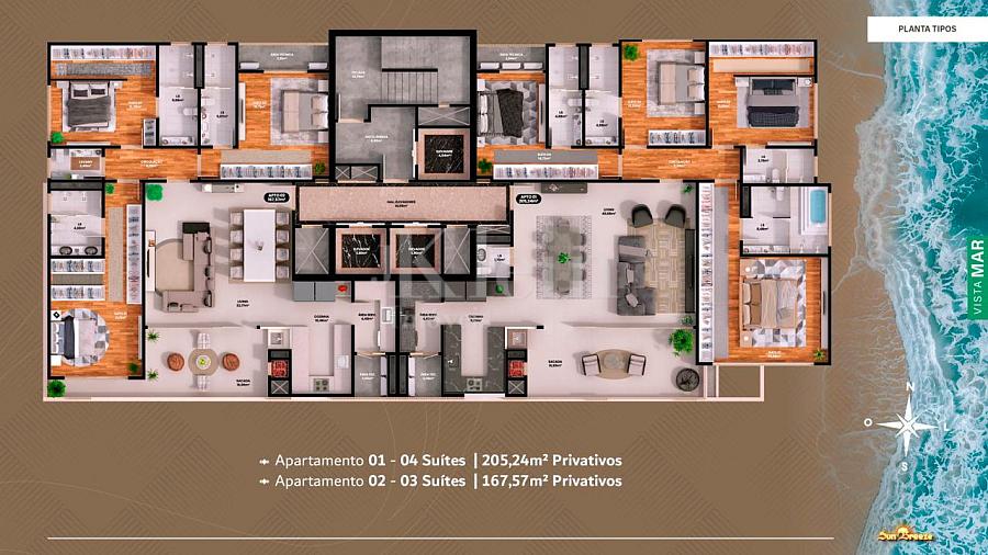 Planta baixa do Edif�cio Sun Breeze apartamentos � venda em Meia Praia - Itapema