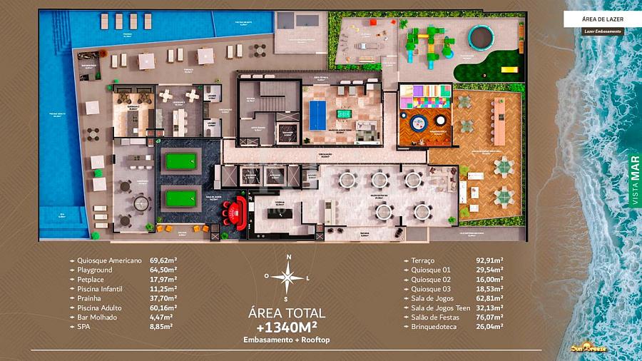 Planta do lazer do Edif�cio Sun Breeze apartamentos � venda em Meia Praia - Itapema