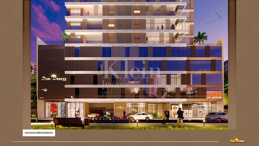 Fachada noturna do Edif�cio Sun Breeze apartamentos � venda em Meia Praia - Itapema