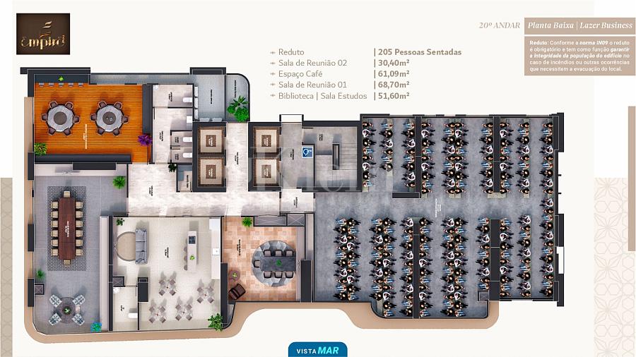 Planta do lazer business do Empire 234 no Centro em Itapema