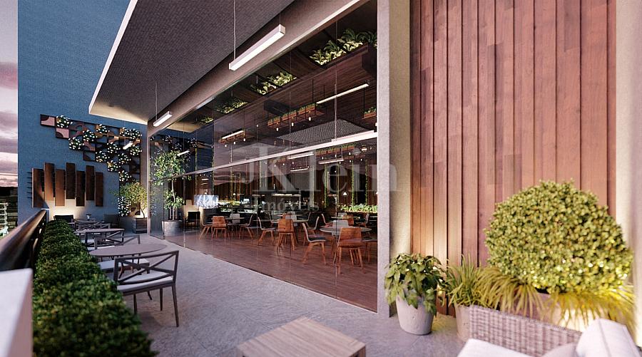 �rea externa do sal�o de festas do The Porto Plaza � Balne�rio Perequ� em Porto Belo