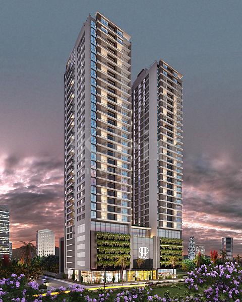 Fachada noturna do The Porto Plaza � Balne�rio Perequ� em Porto Belo